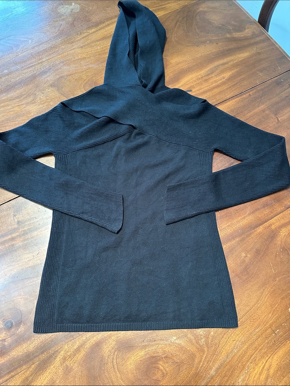 Armani Exchange Charcoal Black Off-Shoulder Ribbed Crossover Sweater - Picture 4 of 6